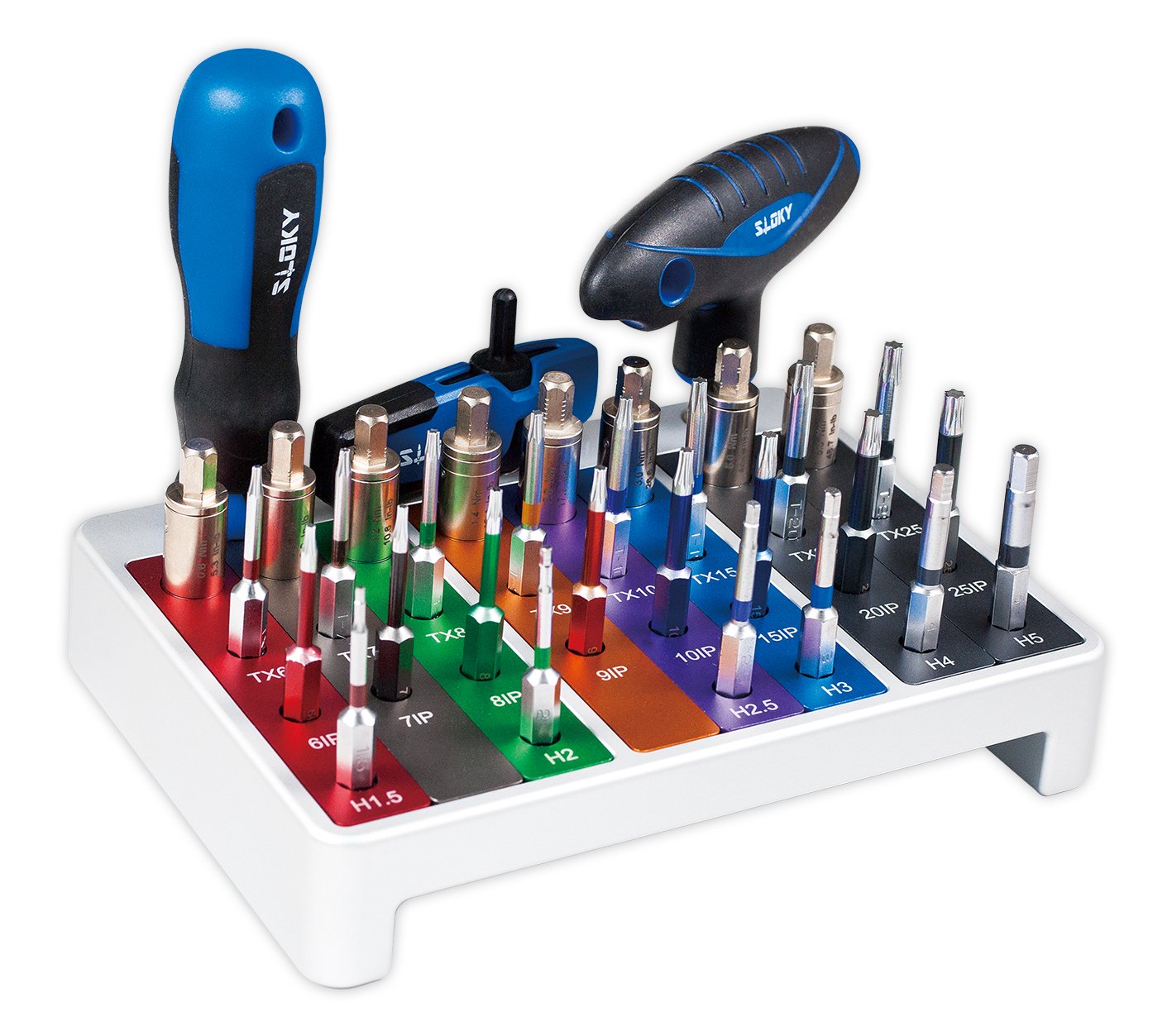 Work Station Sloky torque screwdriver with bits of Hex, Torx and Torx Plus for different Nm torque adapters.
User friendly for CNC cutting tool of machining, turning and milling.